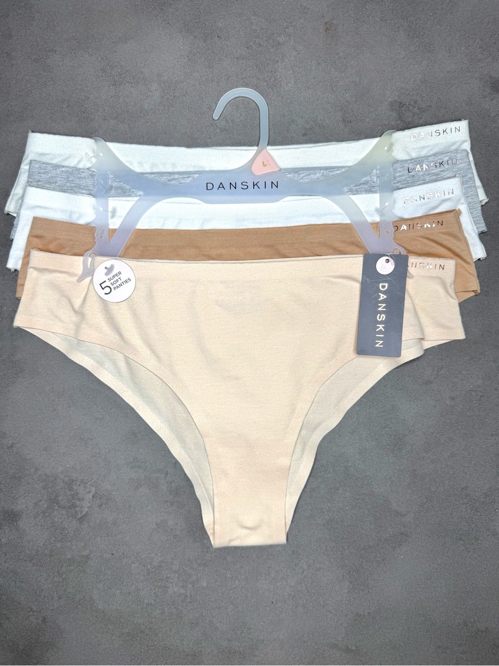 Danskin Women's Bikini Super Soft Panty Pack - White, Gray, Tan, Cream